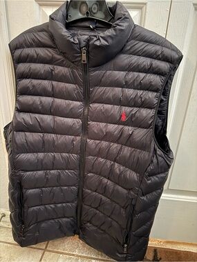 Polo by Ralph Lauren Navy Quilted Down Vest with Red Logo